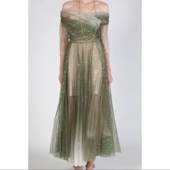 BEULAH - Jade and Cream - Sequin Sheer Dress - Size Small - NWT - Picture 3 of 5